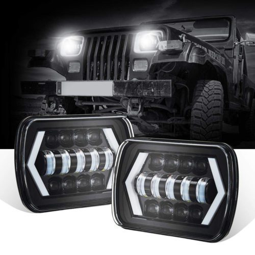 Dot 5X7 7X6 LED Headlight Square Safego 2Pcs 100W 10000Lm Sealed Beam Hi/Low w/H4 Wiring Harness Headlamp Projector for Jeep Wrangler Cherokee YJ XJ MJ Comanche Toyota H6054 H5054 H6054LL 6052 6053 