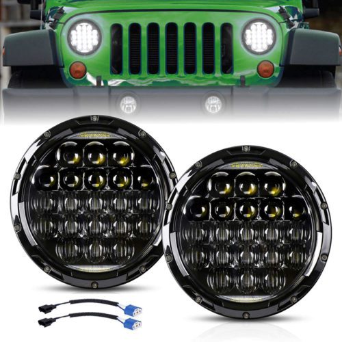 DRL with Daytime Running Light Round Hi/Lo Beam Headlamp DOT Approved Xprite 7 Inch 75W CREE LED Headlights for Jeep Wrangler JK TJ LJ 1997-2018 