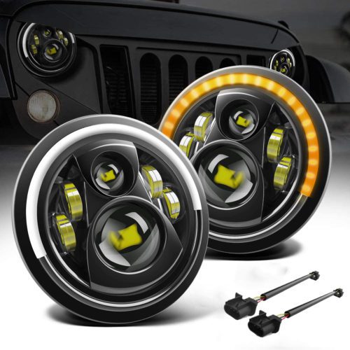 Dot Approved 4 Led Fog Lights with Halo Ring for Jeep Wrangler JK Led Fog Lamps Bulb Auto Len Projector with Angle Eye DRL Headlight Driving Offroad Lamp for Jeep Wrangler Dodge Chrysler Front Bumper 
