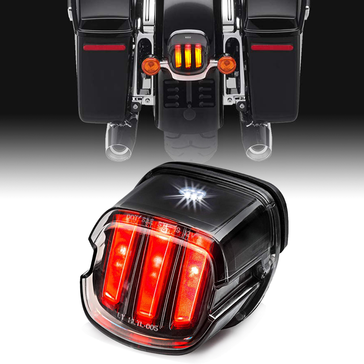 DYNAFIT DOT Motorcycle Brake Taillight 12V Rear Brake Light Assemblies For Harley Dyna 