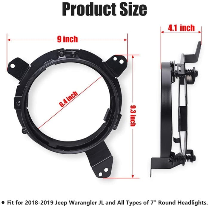 Doxmall 9'' Headlight Bracket Ring For 2018 2019 2020 Jeep Wrangler JL JLU with Adapters - Image 2