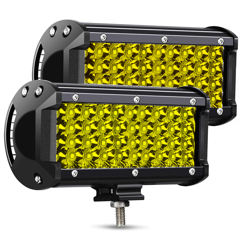Doxmall 1 Pair 7 Inch Yellow Led Light Bars 96pcs OSRAM LED Chips Quad