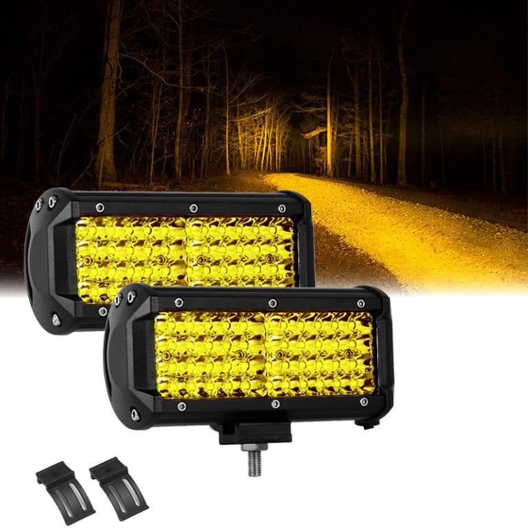Doxmall 1 Pair 7 Inch Yellow Led Light Bars 96pcs OSRAM LED Chips Quad