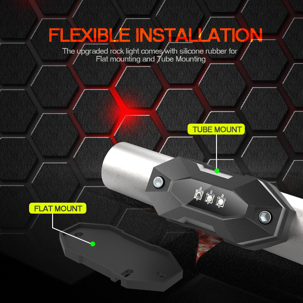 Doxmall New RGB LED Rock Lights 4 Pods Lights with Phone App Control & Timing & Music Mode & Flashing & Automatic Control Neon Lights Under Off Road Truck SUV ATV - Image 3