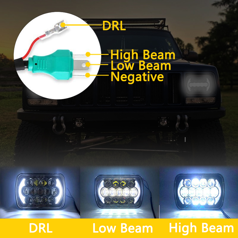 Doxmall 5x7'' LED Headlight Daytime Running Headlamp for Jeep Wrangler YJ and Jeep Cherokee XJ with 105W Angel Eyes - Image 2