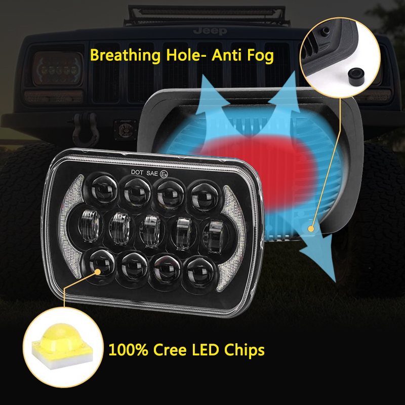 Doxmall 5x7'' LED Headlight Daytime Running Headlamp for Jeep Wrangler YJ and Jeep Cherokee XJ with 105W Angel Eyes - Image 5