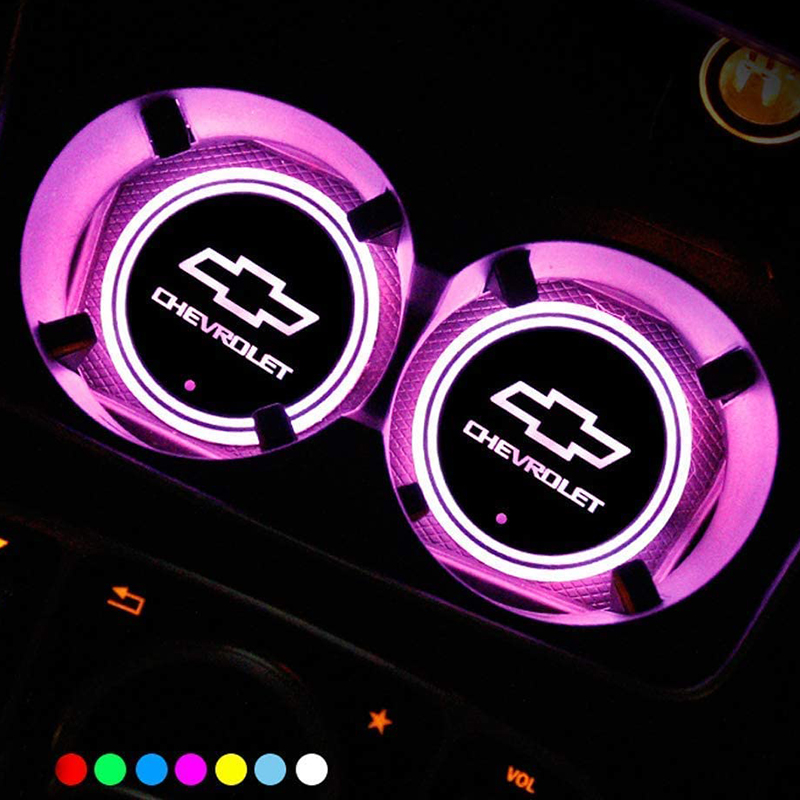 Colorful LED Car Cup Holder Pad Mat for Dodge Auto Interior Atmosphere Lights 