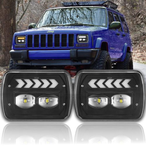 Fit for Jeep Cherokee XJ 1984-1998 1999 2000 2001 LED Headlight DRL Hi-Lo Beam