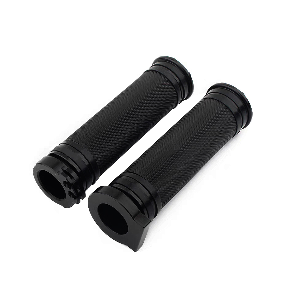 Doxmall 1" Motorcycle Handle Grips Chrome Black One Size For 25mm Universal Grip - Image 2