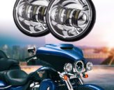 PXPART 7 inch Harley Headlight LED with V Type Halo DRL 50W Hi/Lo Beam for Harley Davidson Motorcycle Tour Street Glide Road King Softail Honda CB400 Black 