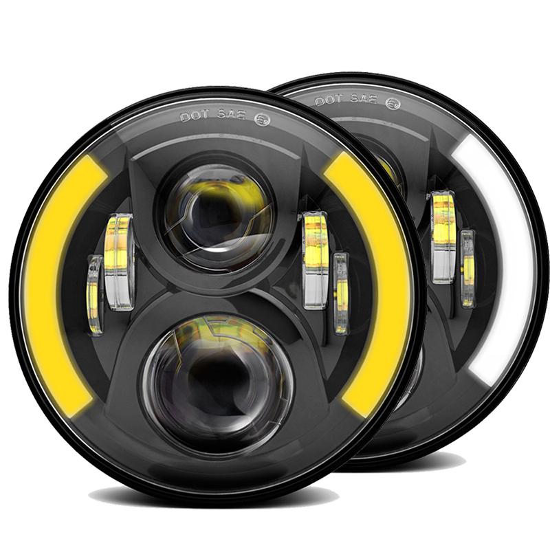 DOXMALL 7 in LED Motorcycle Headlight With Halo DRL and Turn Signal + 4.5 in Fog Lamps for Road King Ultra Classic Electra Street Glide Tri Cvo Heritage Softail Slim - Image 3