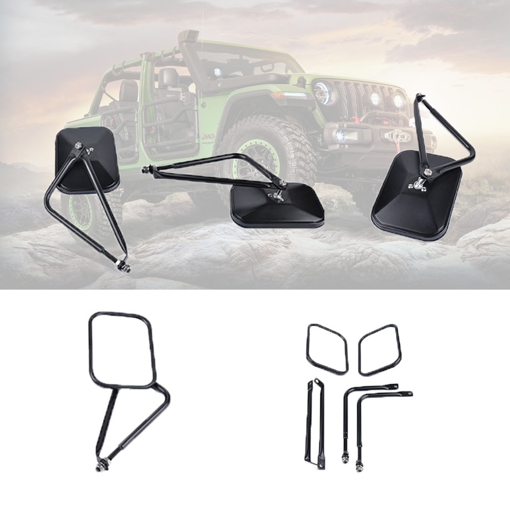 Door Off Hinge Mirrors Rearview Side Mirror Black For Jeep Wrangler YJ JL JK JKU
