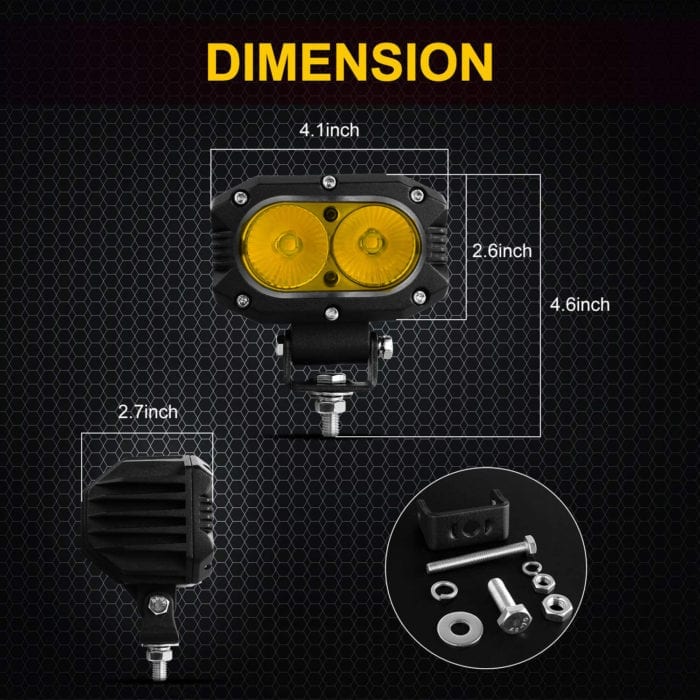 Doxmall LED Pod Lights 4 inch Spot Beam Amber Light Yellow Driving Lights Fog Lights LED Work Light for Truck ATV Motor Boat - Image 4