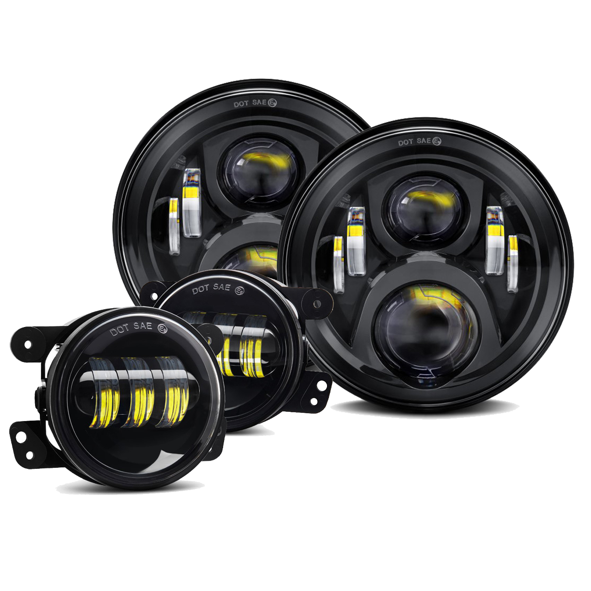 Doxmall 7inch Round Projector Jeep LED Headlights + 4 inch LED Fog Lights for Jeep Wrangler 97-2017 JK LJ - Image 3