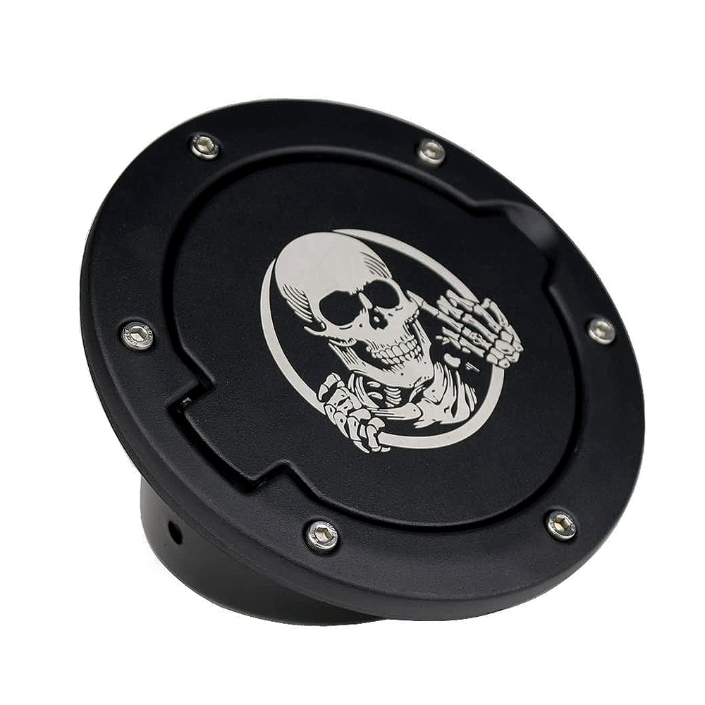 DOXMALL Wrangler Gas Cap Cover Black Skull Fuel Door Compatible with Wrangler JK & JK Unlimited Sport Rubicon Sahara 2007-2018