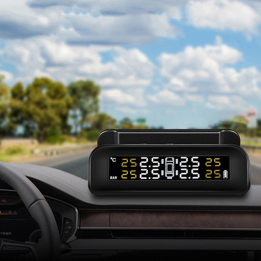 Doxmall TPMS Tyre Pressure Monitoring System Windshield LCD Display Solar USB Charging With 4 Waterproof External Sensors - Image 2
