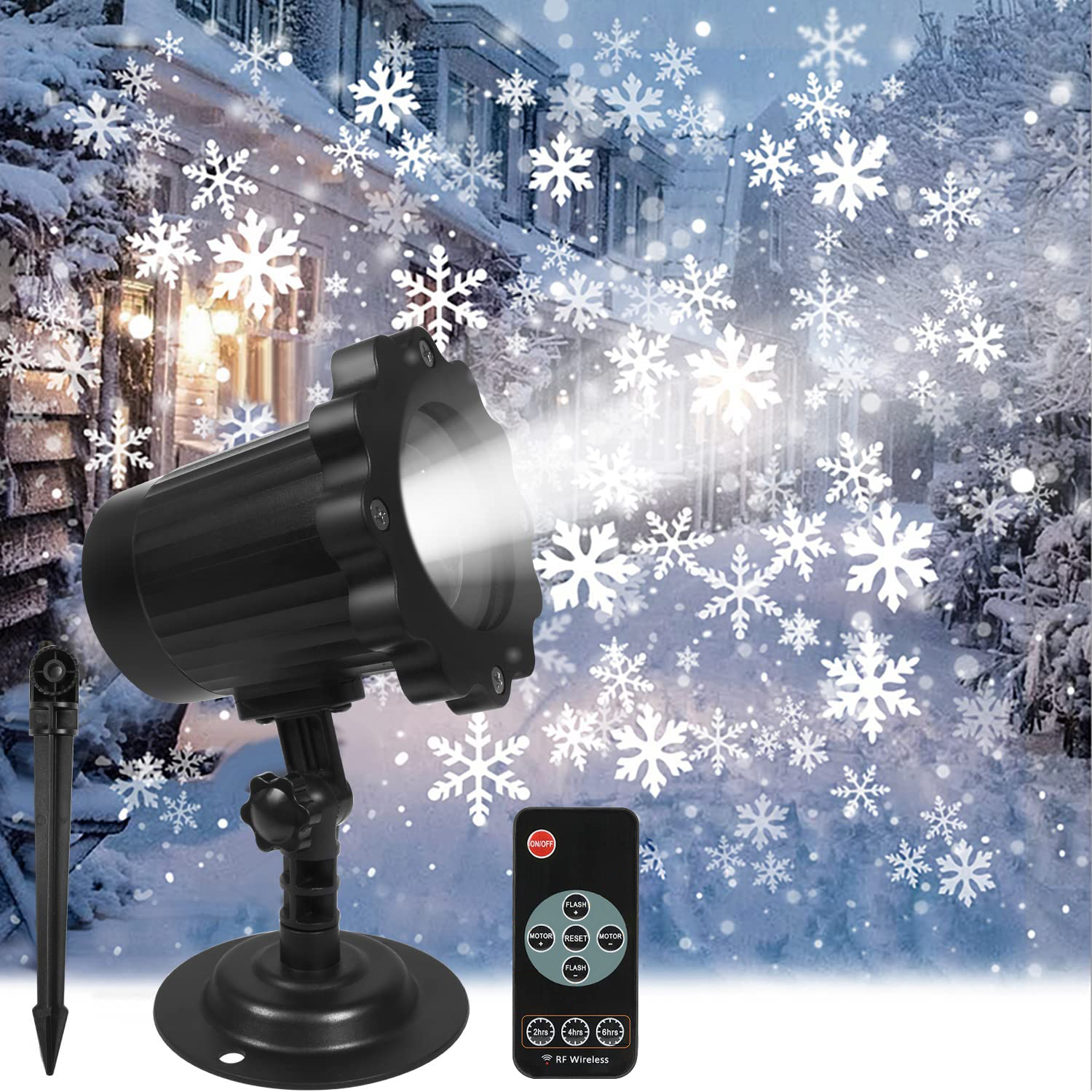 Doxmall Upgraded Snowflake Christmas Projector Indoor Outdoor Waterproof White Rotating Snowstorm Light with Remote Control for Xmas Christmas Holiday Wedding Party House Decoration