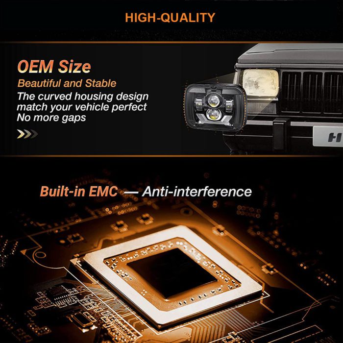 Doxmall New Osram Chips 5×7 Headlights 1Pair 7×6 Anti-glare H6054 Led Headlamps with White DRL & Amber Turn Signal Hi/Low Sealed Beam Compatible with Jeep Cherokee XJ Wrangler YJ Ford Chevy GMC Toyota Nissan - Image 6