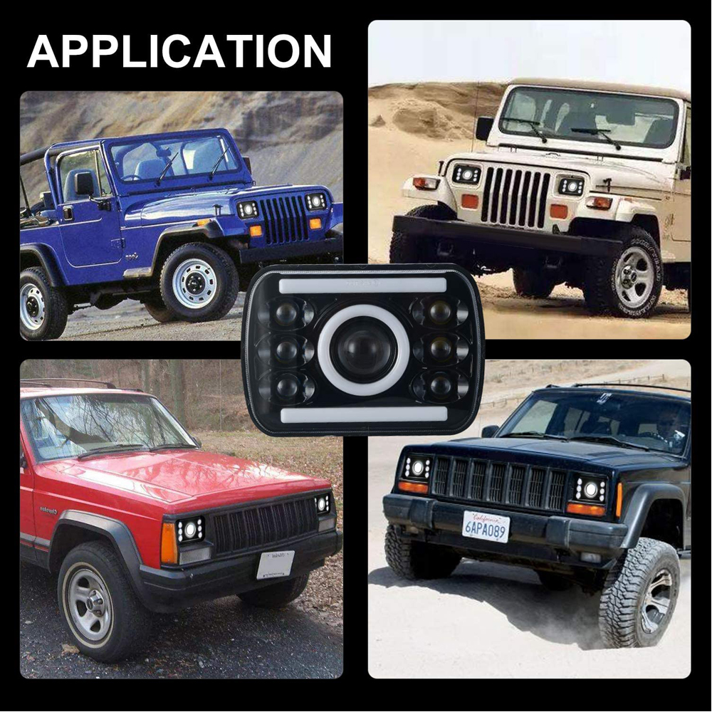 Doxmall 2Pcs 5×7 7×6 Square H6054 Headlights Sealed Beam CREE LED Headlamps with White DRL for Jeep Wrangler YJ Cherokee XJ Chevy Ford Toyota Pickup GMC Truck - Image 6