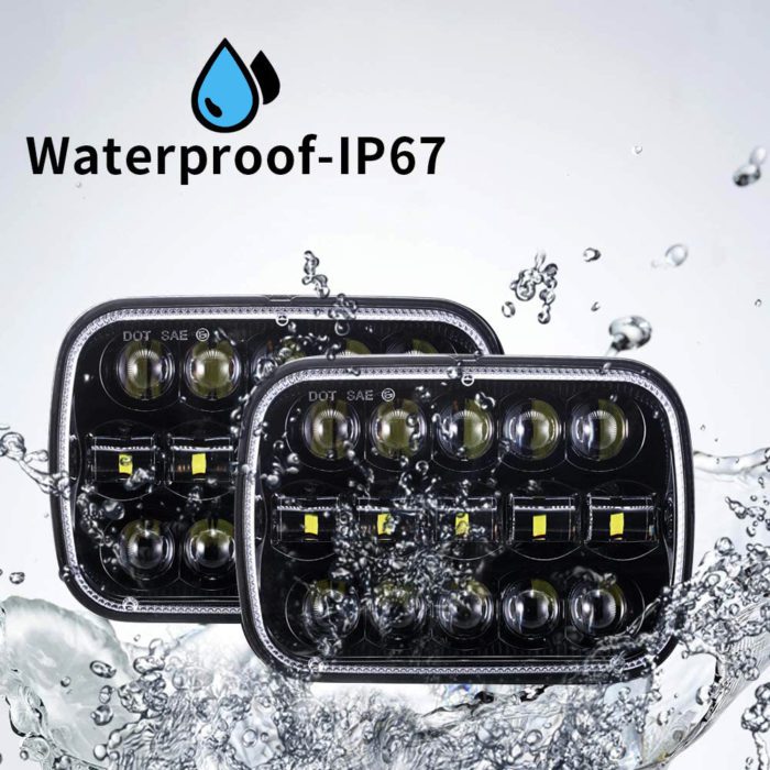 Doxmall 2Pcs 190w Upgraded 5×7 Inch Led Headlights 7×6 Inch Hi/Low Led Sealed Beam Headlamp Compatible with Jeep Wrangler YJ Cherokee XJ Kenworth T300 1997-2010 H4 Plug H6054 Headlights H5054 6054 6052-Chrome - Image 5