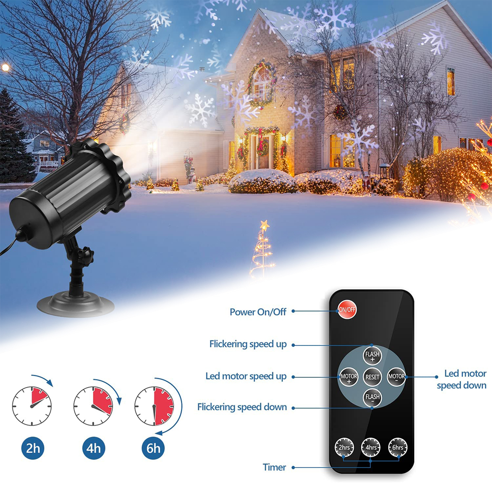 Doxmall Upgraded Snowflake Christmas Projector Indoor Outdoor Waterproof White Rotating Snowstorm Light with Remote Control for Xmas Christmas Holiday Wedding Party House Decoration - Image 4
