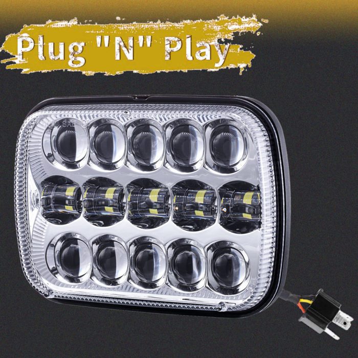 Doxmall 2Pcs 190w Upgraded 5×7 Inch Led Headlights 7×6 Inch Hi/Low Led Sealed Beam Headlamp Compatible with Jeep Wrangler YJ Cherokee XJ Kenworth T300 1997-2010 H4 Plug H6054 Headlights H5054 6054 6052-Chrome - Image 4