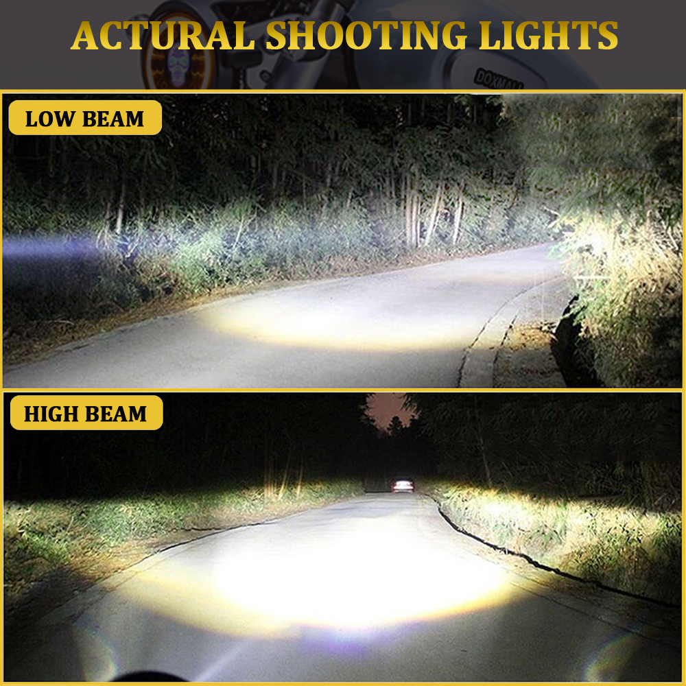 Doxmall Skull Pattern RGB Headlight 1Pcs DOT Approved 7 inch LED Projector Headlamp Replacement for Road King Street Glide Fat Boy - Image 8