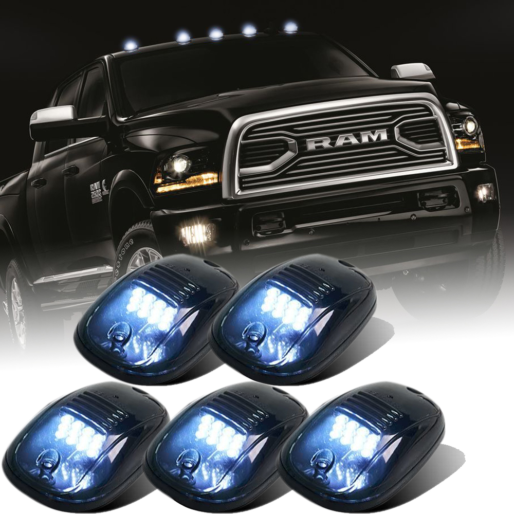 Doxmall 5X White LED Cab Roof Top Clearance Light Black Smoke Lens
