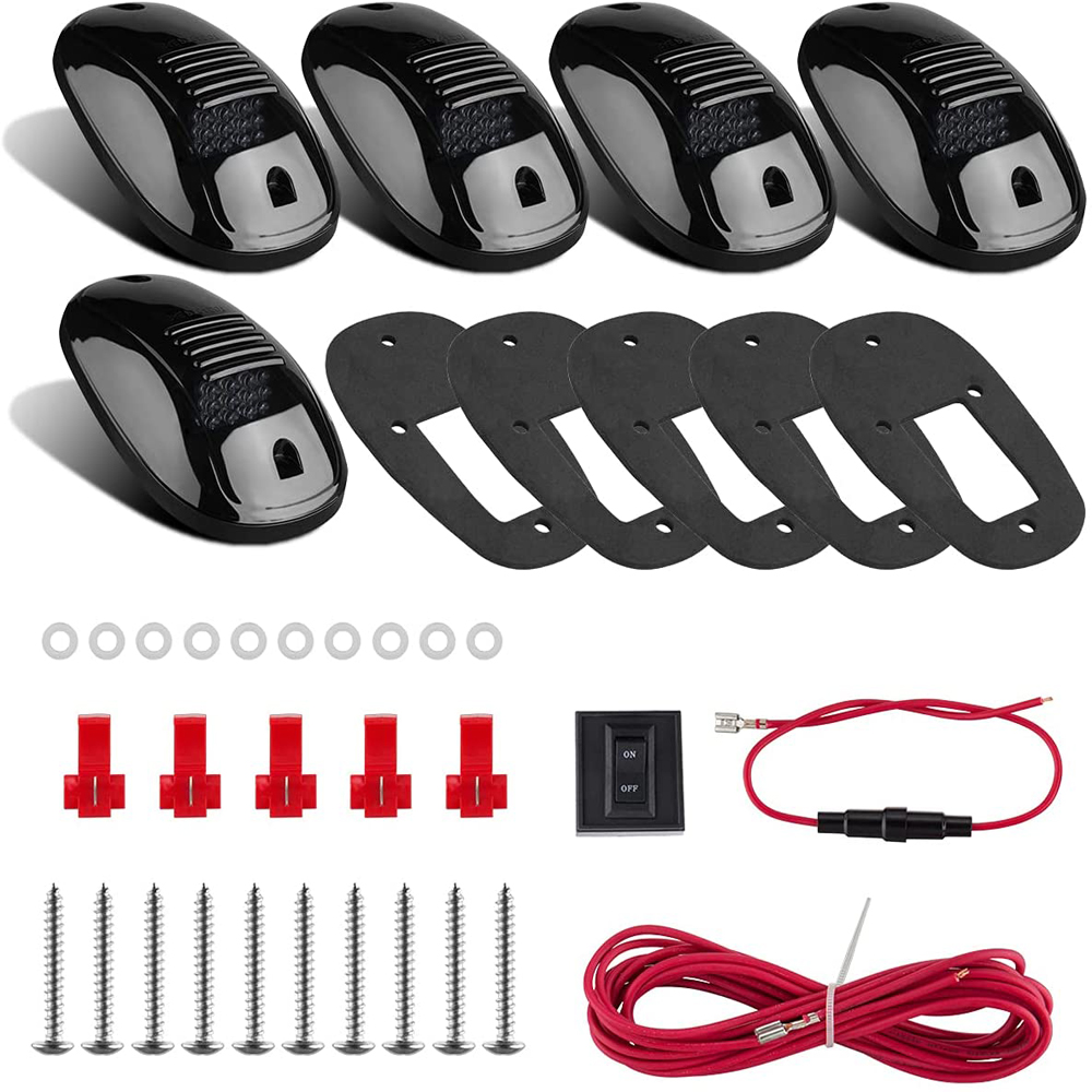 Doxmall 5X White LED Cab Roof Top Clearance Light Black Smoke Lens Marker Running Lamps Compatible with Pickup Trucks Ford F150 Dodge Ram GMC Vans Lorry SUV POV Vehicle - Image 5