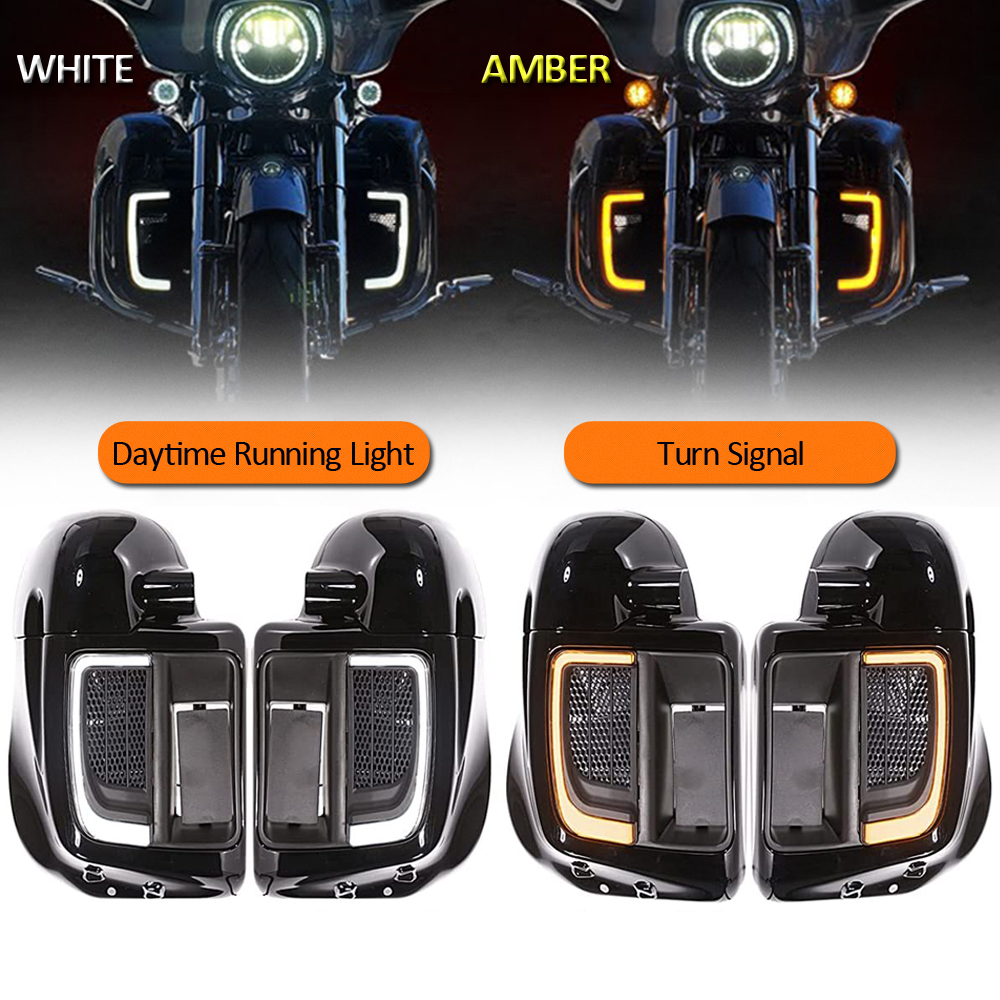 Doxmall 2Pcs LED Running Light Turn Signal Lower Fairing Grills Switchback Flare Compatible With Touring Road Glide Street Glide Electra Glide 2014-2020 (Matte Black) - Image 2
