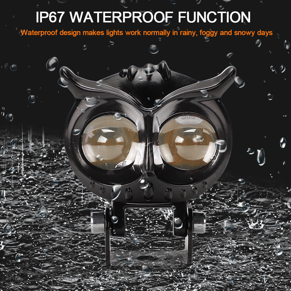 Doxmall 2Pcs Owl Shape Motorcycle LED Spotlight Dual Color White And Amber Lens Hi/Low beam Driving Spot Fog Lights - Image 6