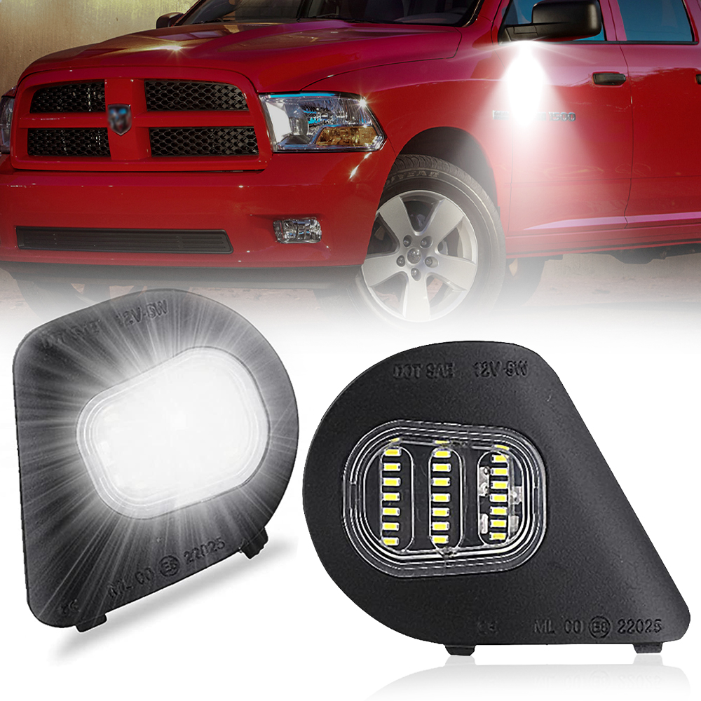 Doxmall 2Pcs LED Side Mirror Puddle Lights 6000K White Lamps Assembly for 2010-2019 Dodge Ram 1500 2500 3500 4500 5500 Towing Mirror Lights