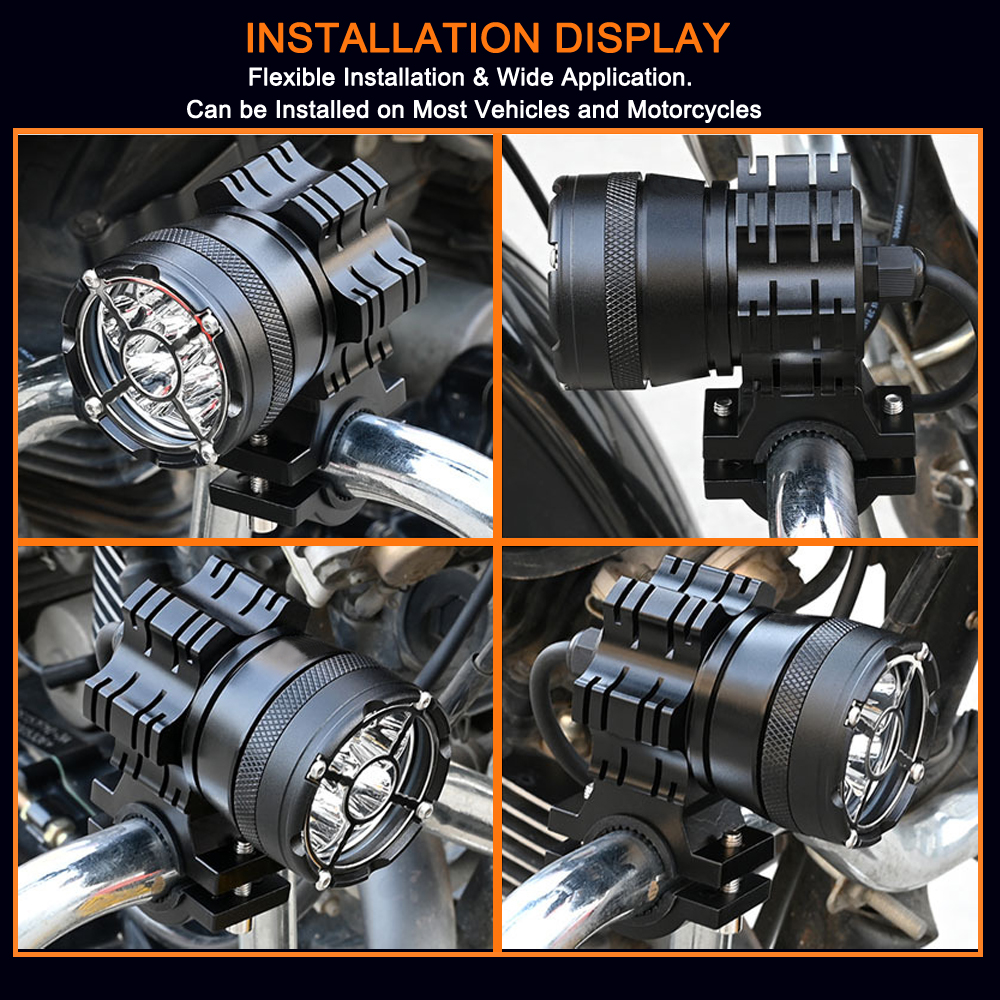 Doxmall 2Pcs Motorcycle LED Driving Lights 90W Spotlights Fog Light