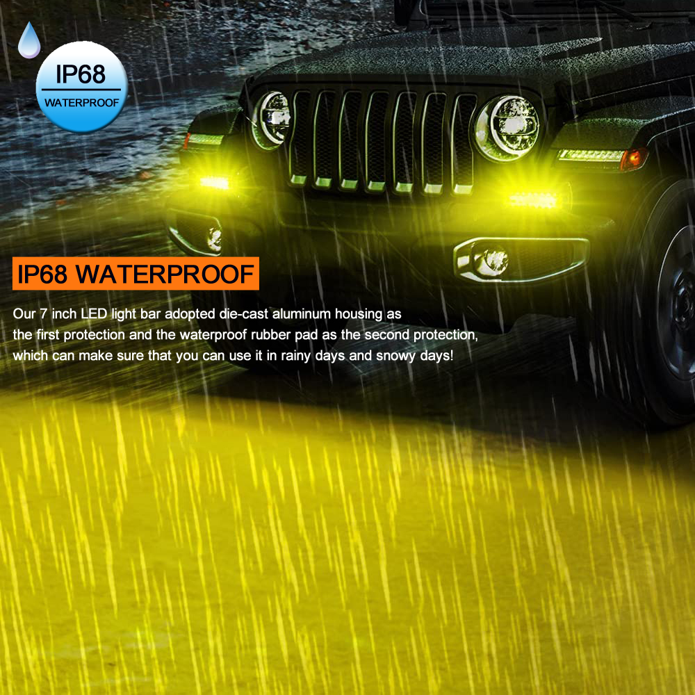 Doxmall 2Pcs 7 Inch Amber Led Pods Triple Row 240W 24000LM Flood Spot Combo Driving Fog Lights for Offroad Pickup Trucks Jeep ATV UTV SUV and More - Image 4