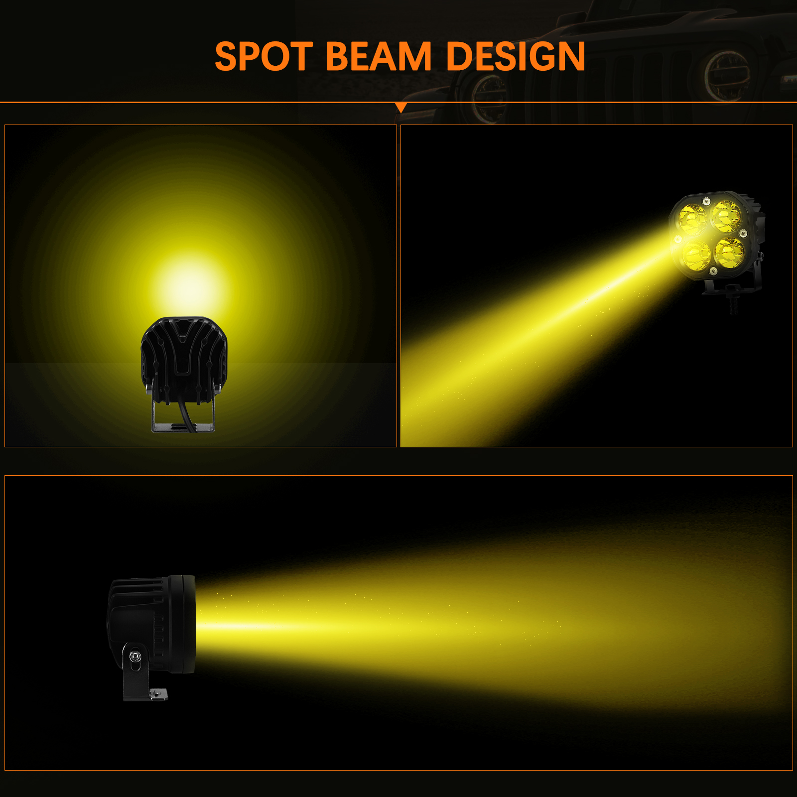 DOXMALL 2PCS Amber Spot Beam Led Offroad Driving Light 3 Inch Led Pod Light Bar 40W Led Work Fog Light For Car Truck Pick-up SUV ATV Boat Motorcycle - Image 3