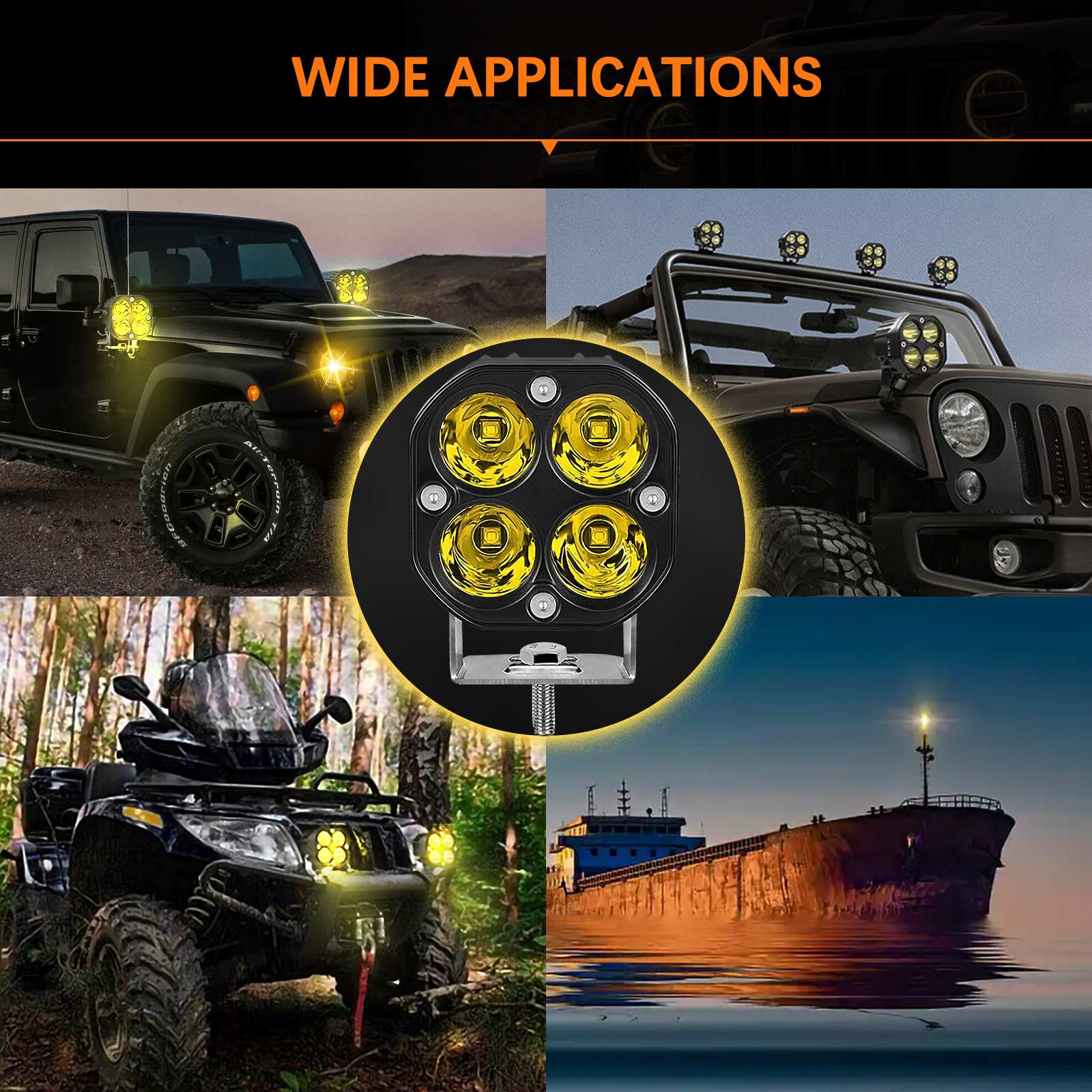 DOXMALL 2PCS Amber Spot Beam Led Offroad Driving Light 3 Inch Led Pod Light Bar 40W Led Work Fog Light For Car Truck Pick-up SUV ATV Boat Motorcycle - Image 8