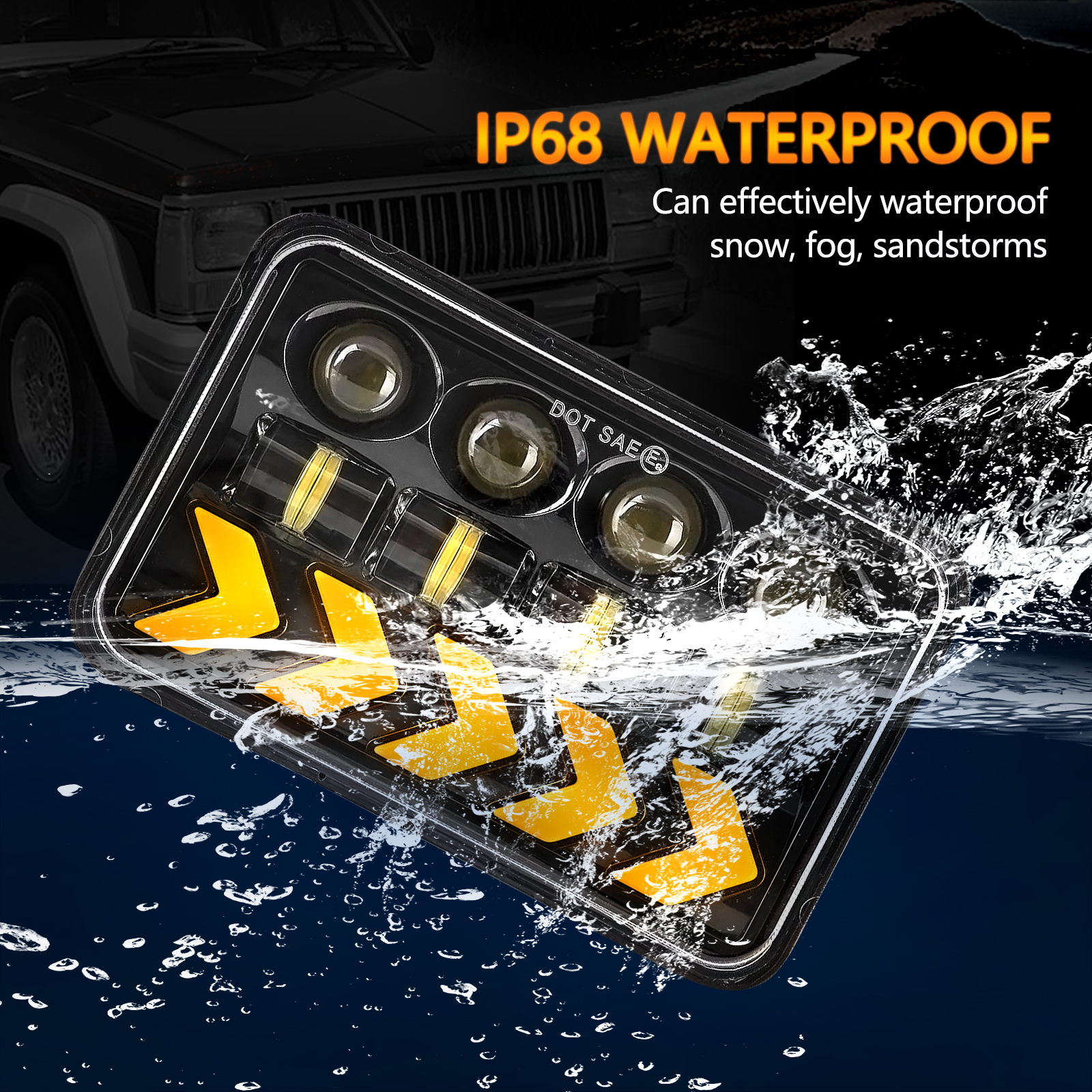 DOXMALL 4x6 Inch Led Headlight With 60W Bright High Low Beam 6500K White DRL Amber Turn Signal Light Conversion Kit H4651 H4666 H4656 Compatible with Kenworth T800 W900 Freightliner FLD120 - Image 2