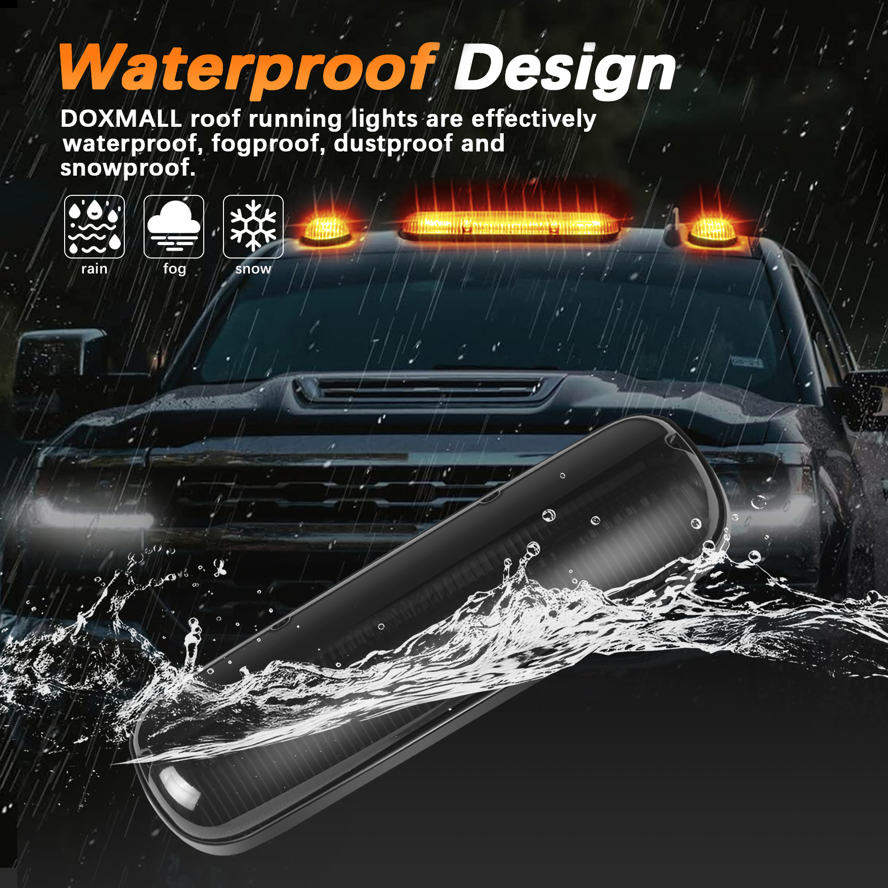 DOXMALL 30 Leds Amber Roof Cab Marker Lights Compatible With 2002-2006 Silverado/ Sierra trucks with original factory installed cab lights, 2007 Silverado /GMC Sierra Classic trucks 3PCS - Image 4