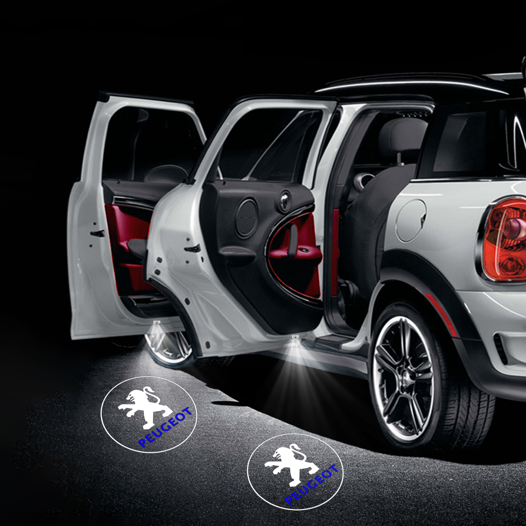 HD Peugeot Logo Courtesy Projector Lights No Fade Car Door Light-Various patterns (2Pcs)