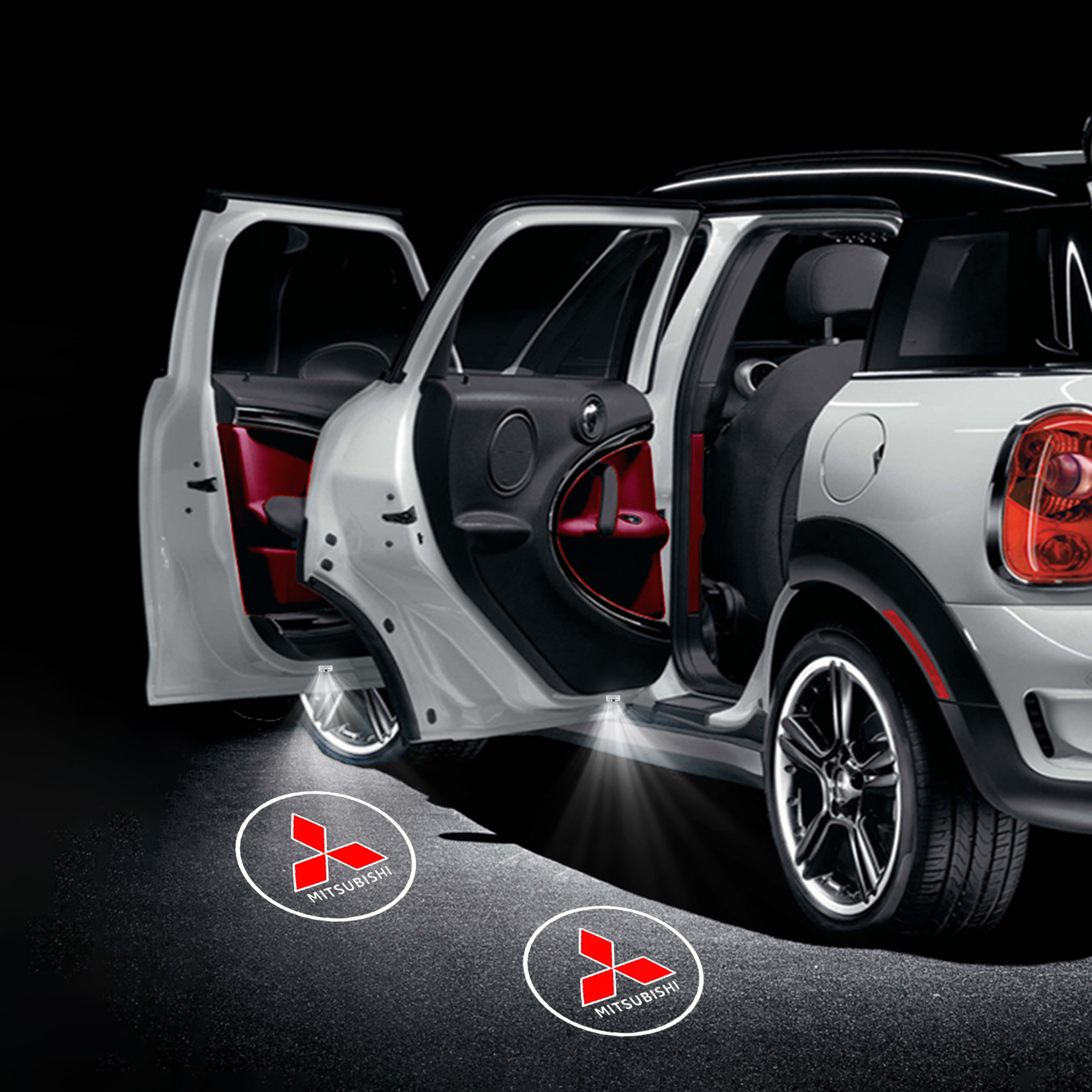 HD Mitsubishi Logo Projector Lights No Fade Car Door Light Compatible with Grandis Pajero(2Pcs)