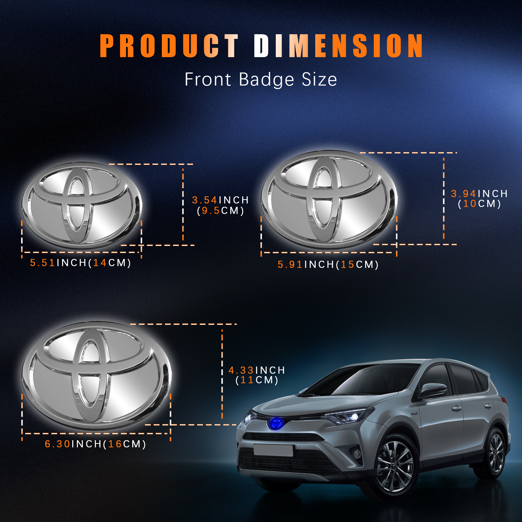 3D LED Toyota Logo Badge Emblem Light with White Blue Red Colors-Various Sizes - Image 4