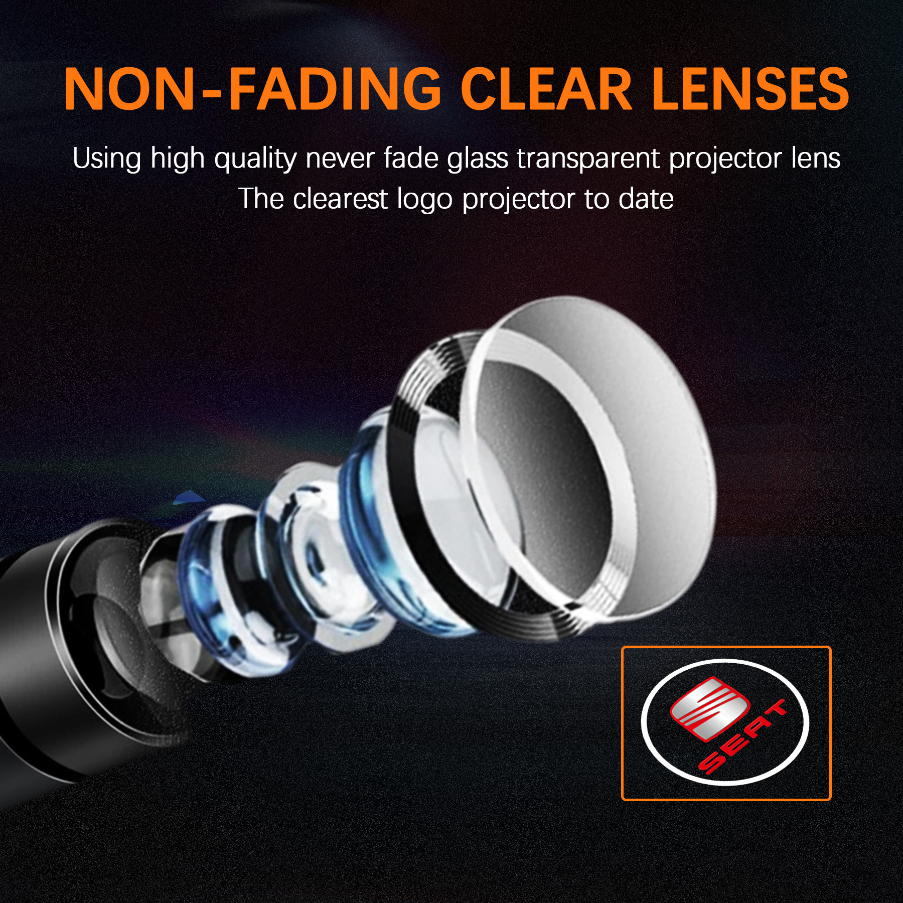 HD Seat Logo Courtesy Projector Lights No Fade Car Door Light (2Pcs) - Image 3