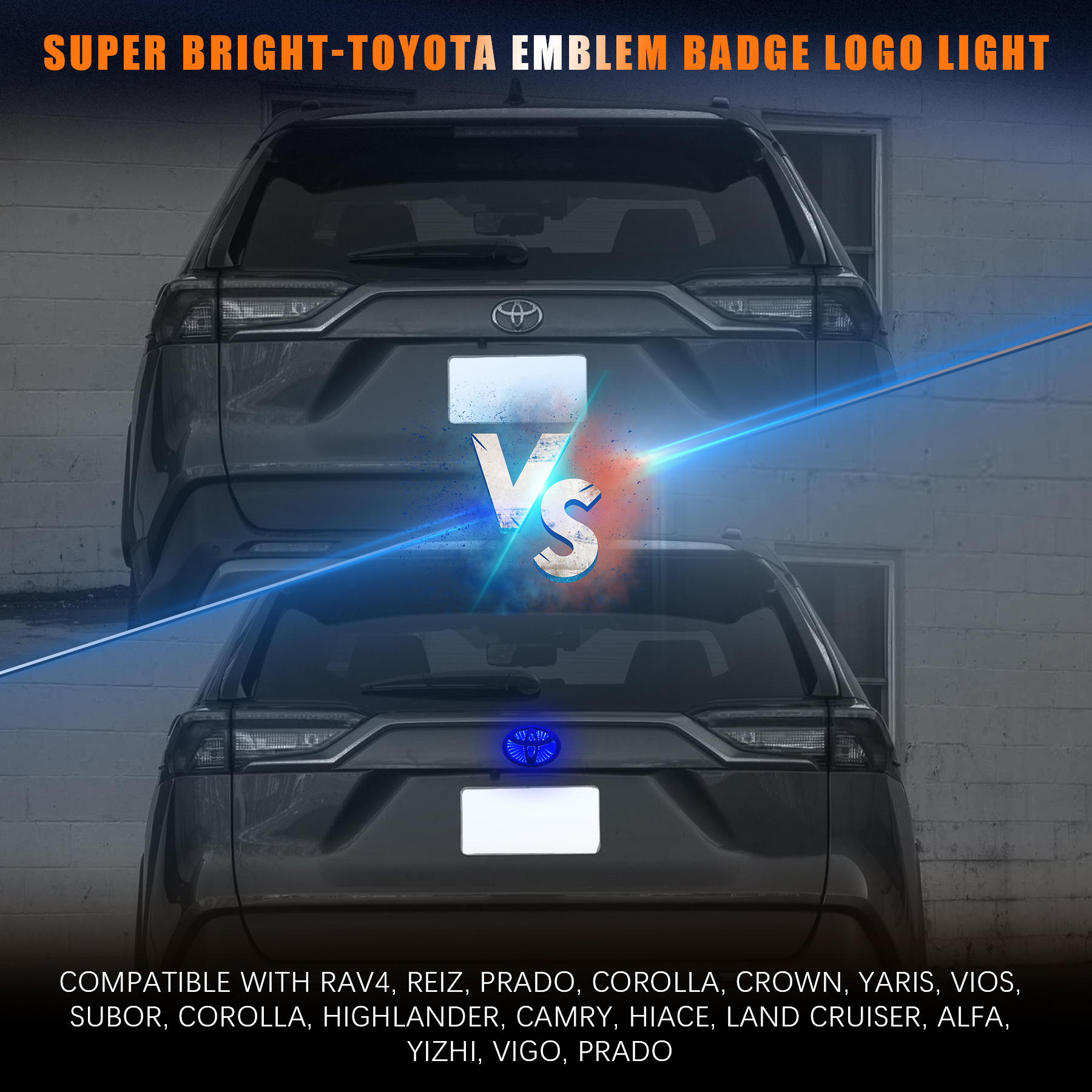 3D LED Toyota Logo Badge Emblem Light with White Blue Red Colors-Various Sizes - Image 5