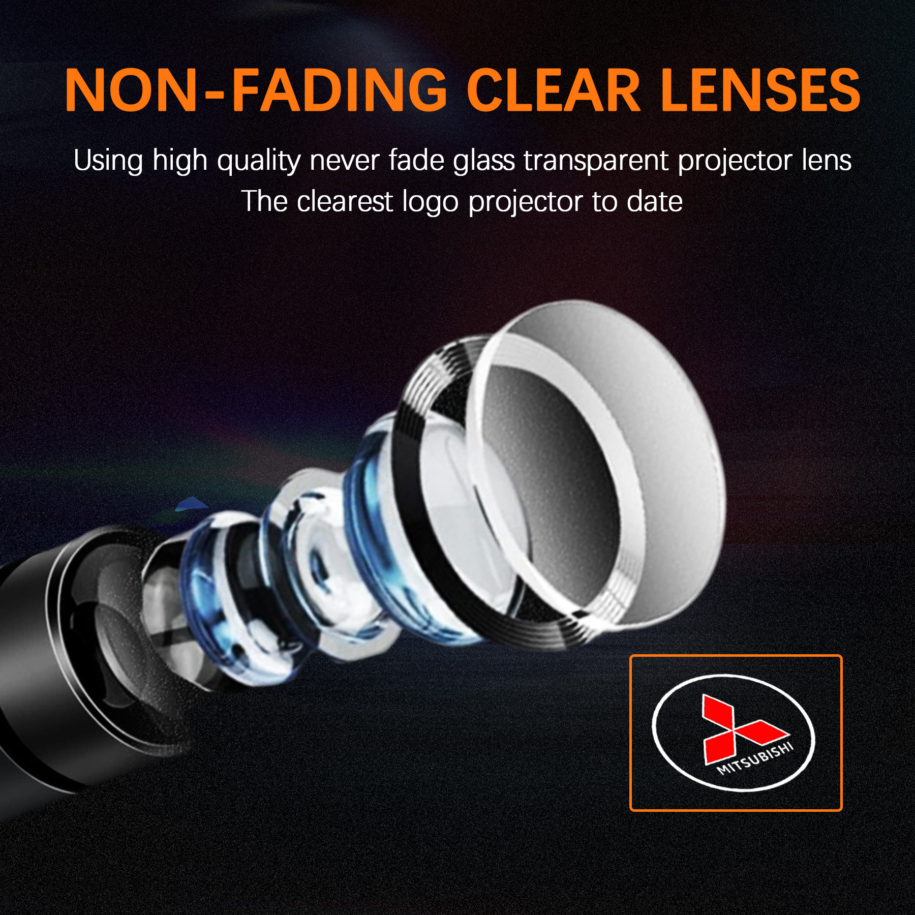 HD Mitsubishi Logo Projector Lights No Fade Car Door Light Compatible with Grandis Pajero(2Pcs) - Image 3