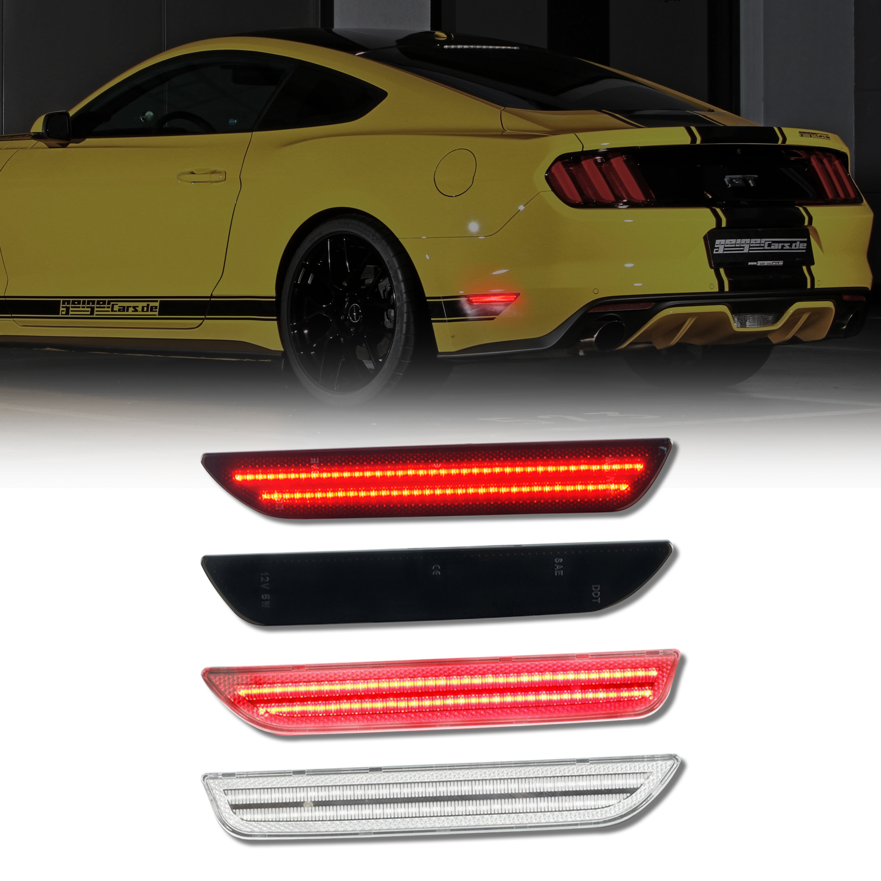LED Side Marker Lights Rear Bumper Marker Lamps with Red for Ford Mustang (2PCS)