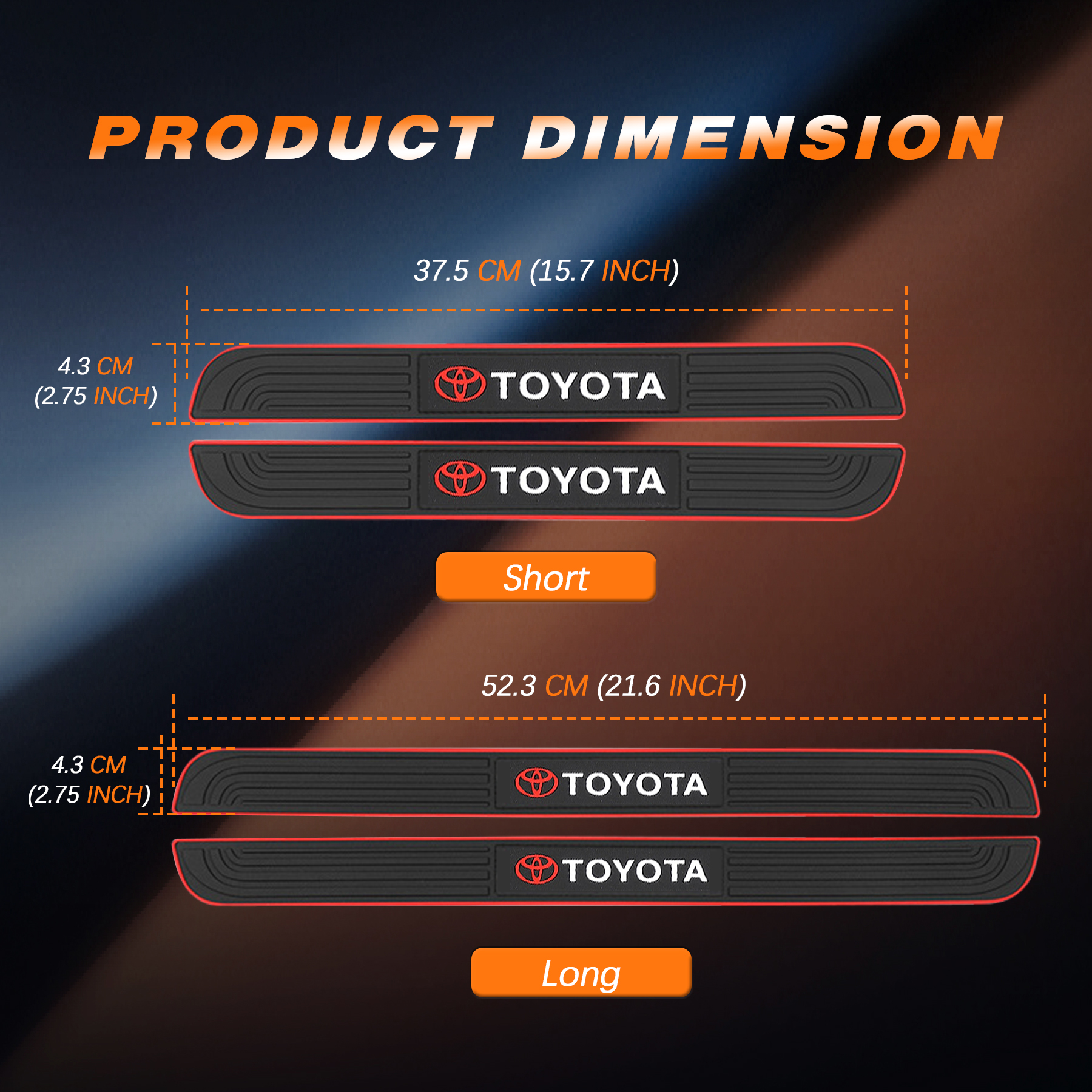Toyota Logo Car Door Sill Protector Rubber Scuff Plate Trim Accessories (4PCS) - Image 2