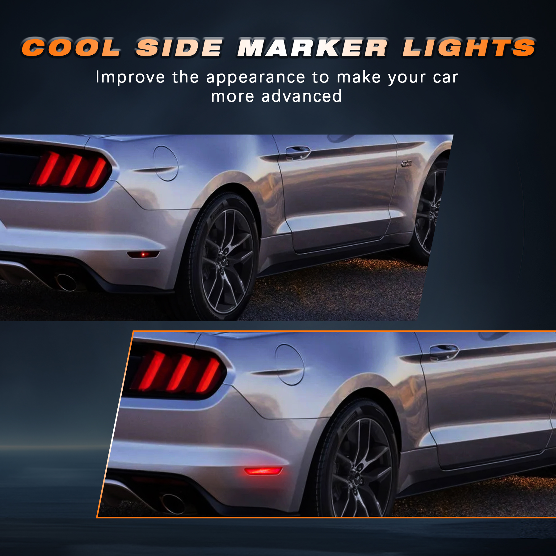 LED Side Marker Lights Rear Bumper Marker Lamps with Red for Ford Mustang (2PCS) - Image 6