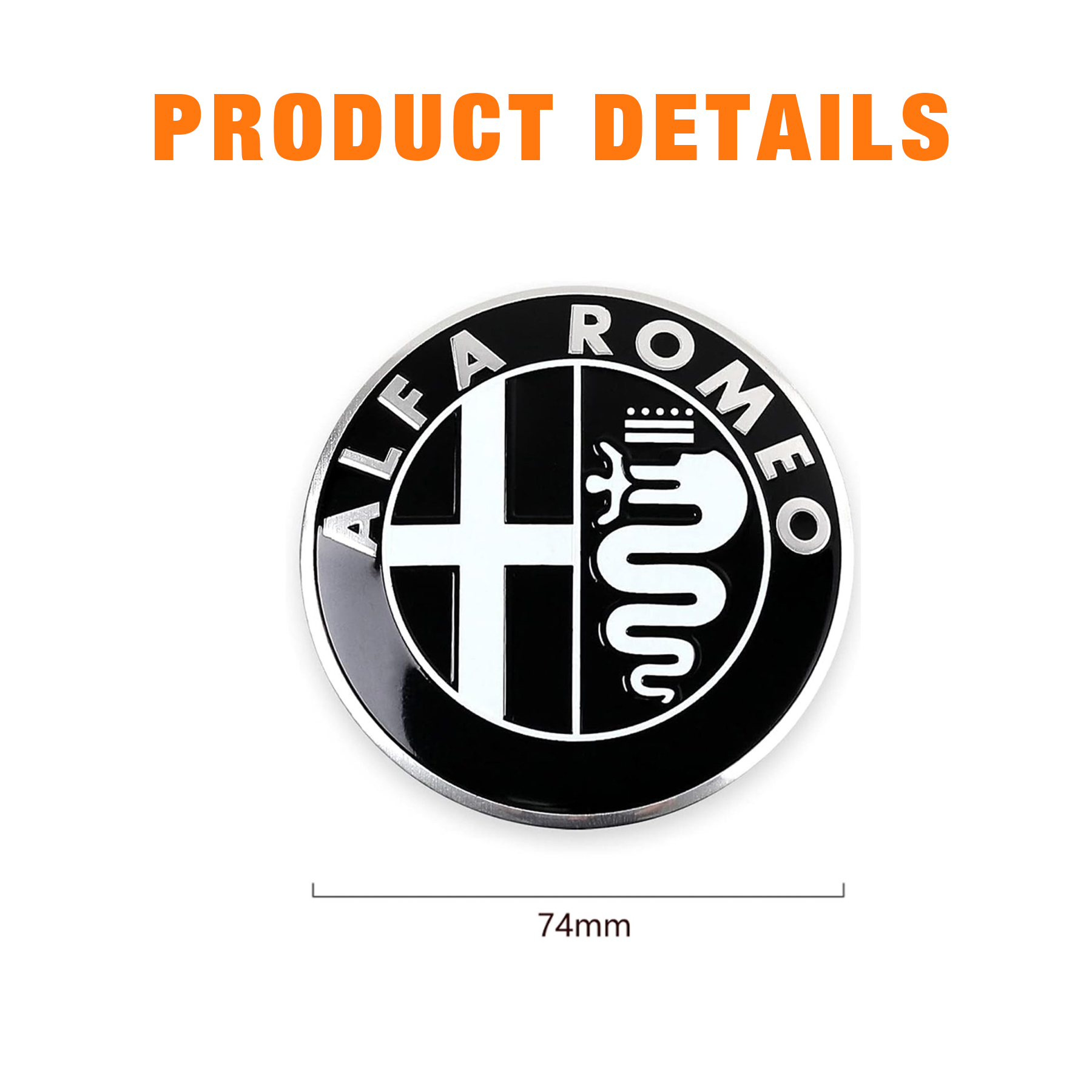 Alfa Romeo Emblem Set - 2x 74mm Gold Logo Für Front & Heck Von 147, 156, 159, Mito, Giulietta