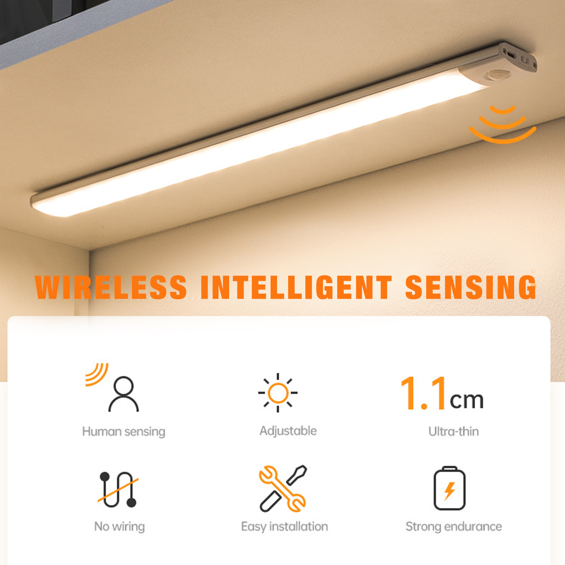 Wireless Under Cabinet Light Motion Sensor LED Light Bar, Rechargeable Magnetic Night Light For Corridor Kitchen Cabinet Stairs Hallway Wardrobe etc. - Image 4