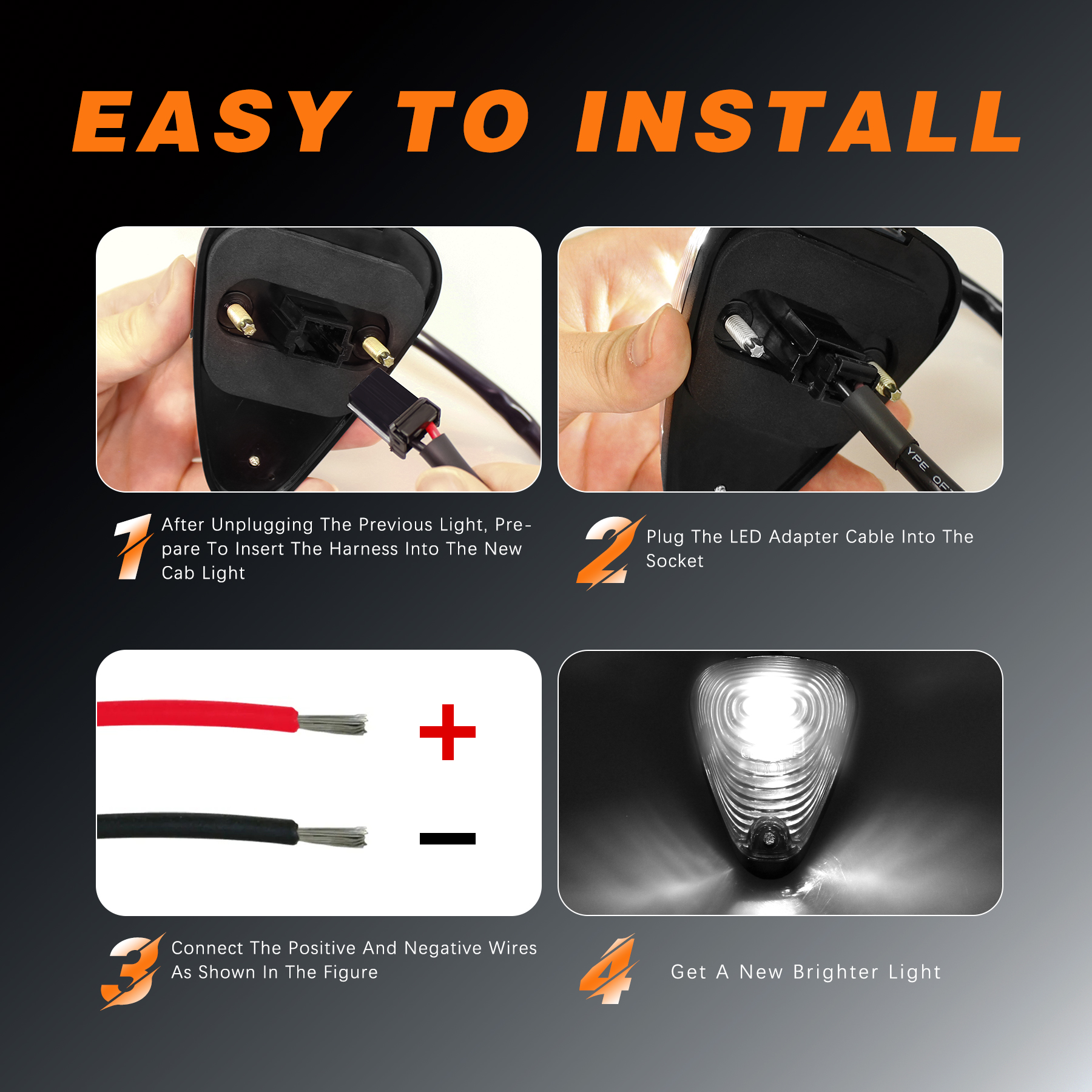 5Pcs Cab Lights Smoked Lens White Light, LED Cab Roof Top Clearance Marker Lights Replacement Assemblies Compatible with Ford 1999-2016 F150 F250 F350 F450 F550 Super Duty Pickup Trucks SUV - Image 3